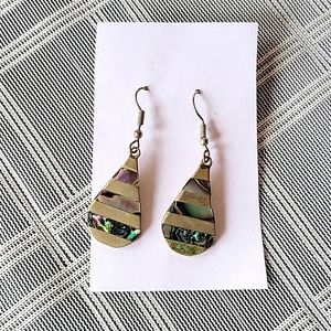 Mexico Silver and Abalone Shell Teardrop Earrings